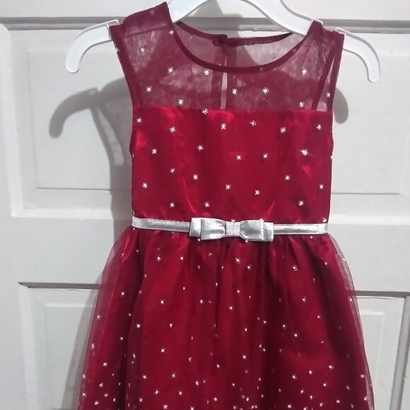 Jona Michelle Other - Jona Michelle Sparkle Netting Dress with Bow Red/Cranberry sz 5